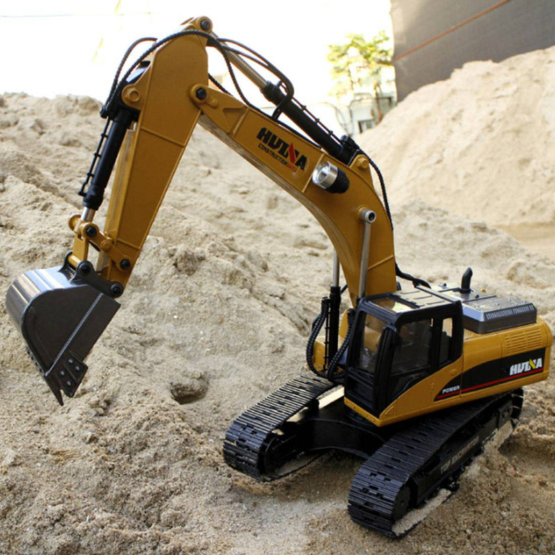 Huina 1/14 3-in-1 Engineering Construction Vehicle Crusher Timber Grab Truck 2.4G RC Simulation Excavator Toy with Smoke LED Light Effect - stirlingkit