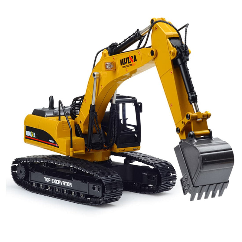 Huina 1/14 3-in-1 Engineering Construction Vehicle Crusher Timber Grab Truck 2.4G RC Simulation Excavator Toy with Smoke LED Light Effect - stirlingkit