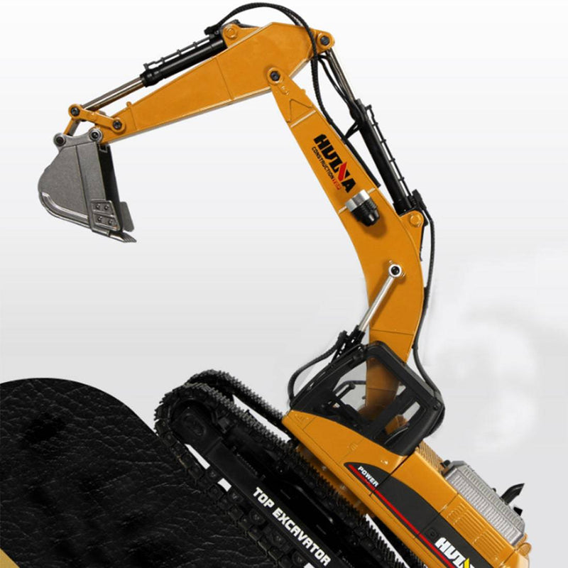 Huina 1/14 3-in-1 Engineering Construction Vehicle Crusher Timber Grab Truck 2.4G RC Simulation Excavator Toy with Smoke LED Light Effect - stirlingkit