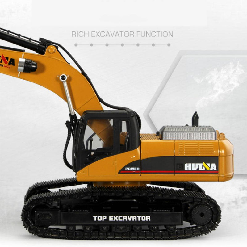 Huina 1/14 3-in-1 Engineering Construction Vehicle Crusher Timber Grab Truck 2.4G RC Simulation Excavator Toy with Smoke LED Light Effect - stirlingkit