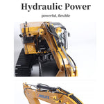 Huina 1/16 2.4G All Alloy Simulation Engineering Hydraulic Drive RC Excavator Grab Vehicle Car Model - stirlingkit