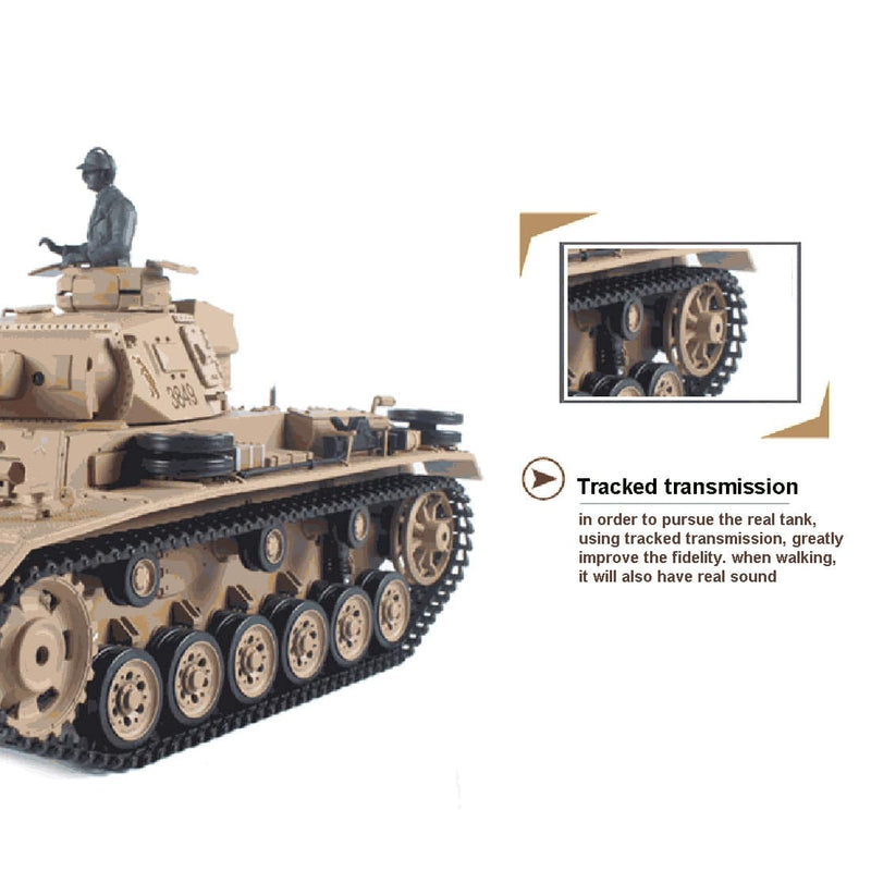 1/16 German Ⅲ H Tank 2.4G Remote Control Model Rechargeable Military Tank - stirlingkit