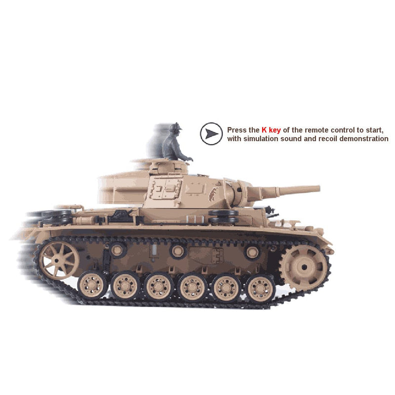 1/16 German Ⅲ H Tank 2.4G Remote Control Model Rechargeable Military Tank - stirlingkit