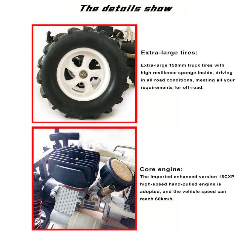 1/8 2.4G Gasoline RC Car Off-road Model 60KM/H with Two-stage Gearbox RTR - stirlingkit