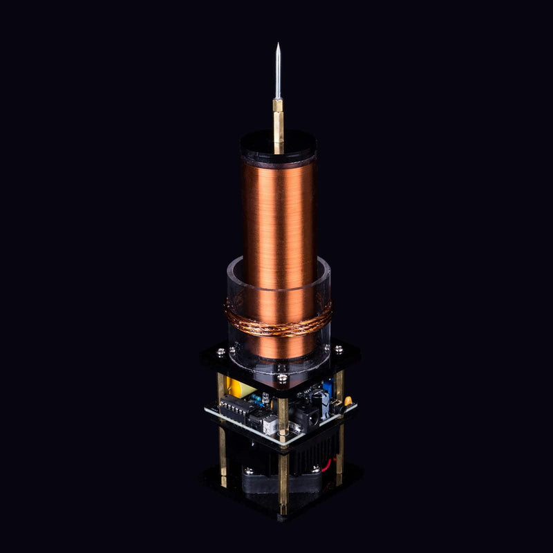 10cm DC24V Plasma Musical Tesla Coil Wireless Power Transmission Golded Coil Educational Toy  US Plug - stirlingkit