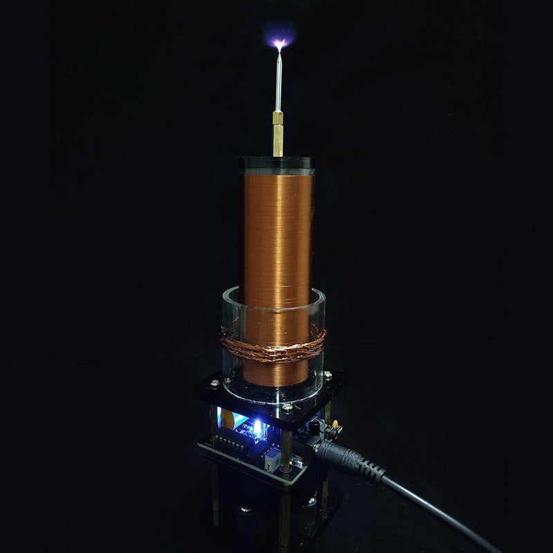 10cm DC24V Plasma Musical Tesla Coil Wireless Power Transmission Golded Coil Educational Toy  US Plug - stirlingkit