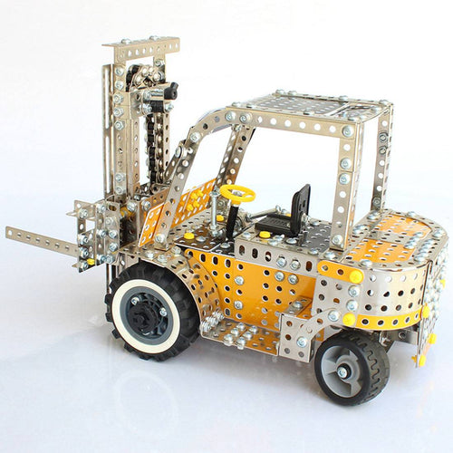 1300PCS Simulation Forklift Model Kit DIY Metal Assembly Educational Toy - stirlingkit