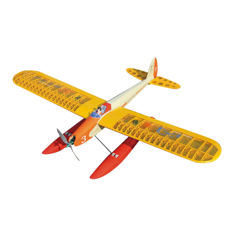 1320mm Wingspan Wooden Electric Aircraft Fixed Wing Seaplane Balsa Airplane Assembly KIT - Orange - stirlingkit