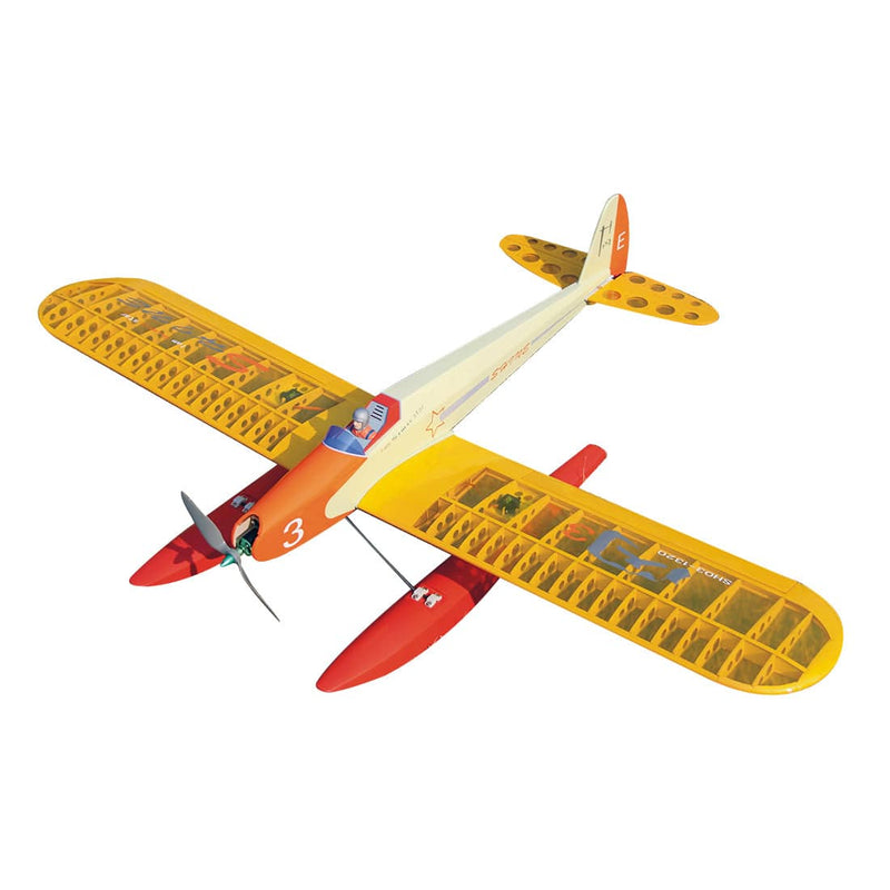 1320mm Wingspan Wooden Electric Aircraft Fixed Wing Seaplane Balsa Airplane Assembly KIT - Orange - stirlingkit
