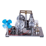 2 Cylinders Hot Air Balance Type Generator Stirling Engine Model with Voltage Meter Bulb Fan Physical Experiment Educational Toy - stirlingkit