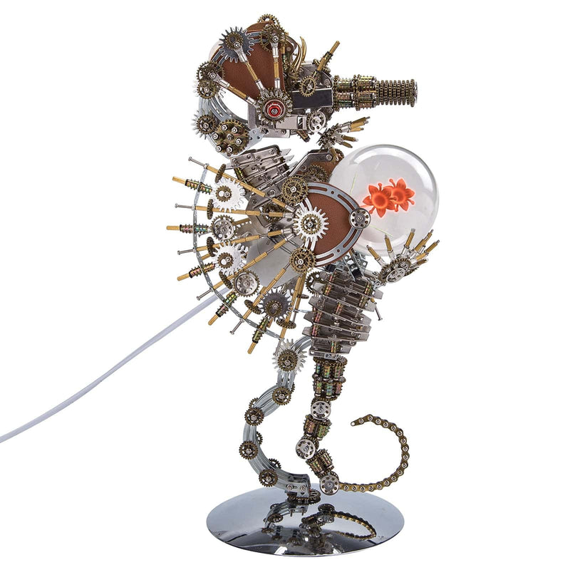 2100PCS Steampunk Seahorse Metal Assembly Model Building Kits with Love Lamp - stirlingkit