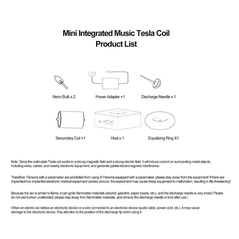 25cm Arc Bluetooth Square Wave PCB Musical Tesla Coil Scientific Experiment Toy- US Plug - stirlingkit