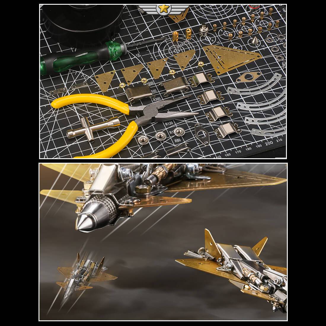 Military Model Making Kit 286PCS 3D Metal Military Fighter Model DIY Assembly Toy Gift - Stirlingkit