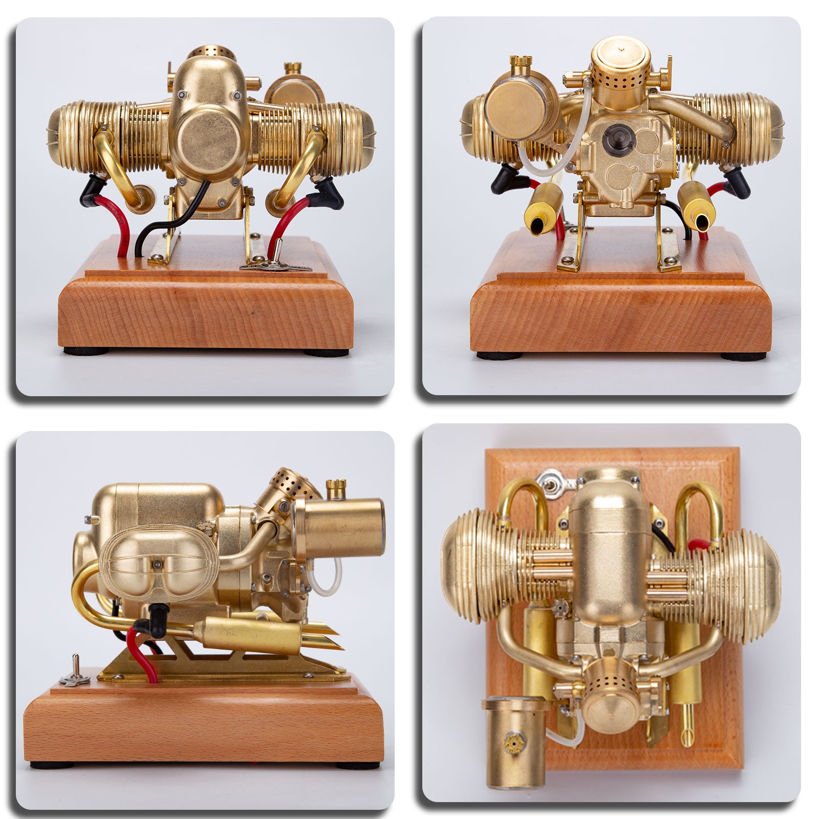 Simple Motorcycle Engine Model 3.2cc Mini Flat-twin Motorcycle Engine Model 4 Stroke Gas Interal ...
