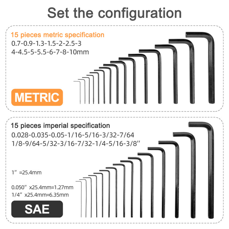 30-in-1 Metric Imperial Hex Key Wrench Set Model Engine Maintenance Tools - stirlingkit