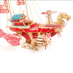 300+PCS DIY Fantasy Dragon Airship 3D Steampunk Wooden Puzzle Toy Model - stirlingkit