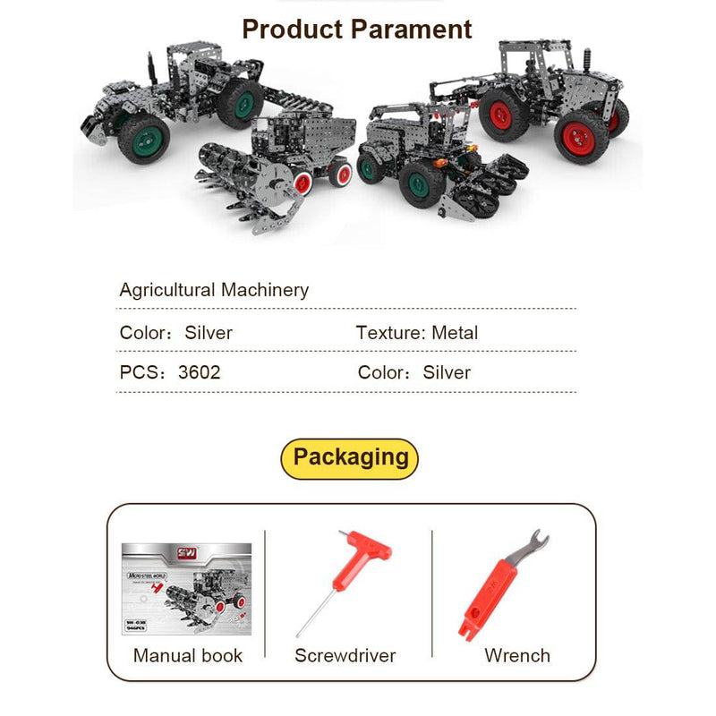 3602PCS DIY Metal Assembly Gear Transmission Agricultural Machinery Combination Educational Toy - stirlingkit