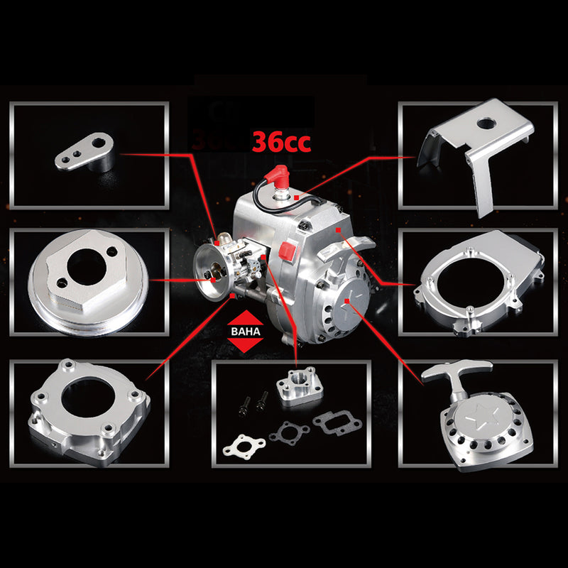 36cc Single-cylinder Two-stroke Double-ring Gasoline Engine Model for ROFUN 1/5 RC Model Car - stirlingkit