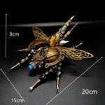 3D Metal DIY Rotatable Steampunk Beetle Insect Assembly Kit with Voice Control Light - stirlingkit