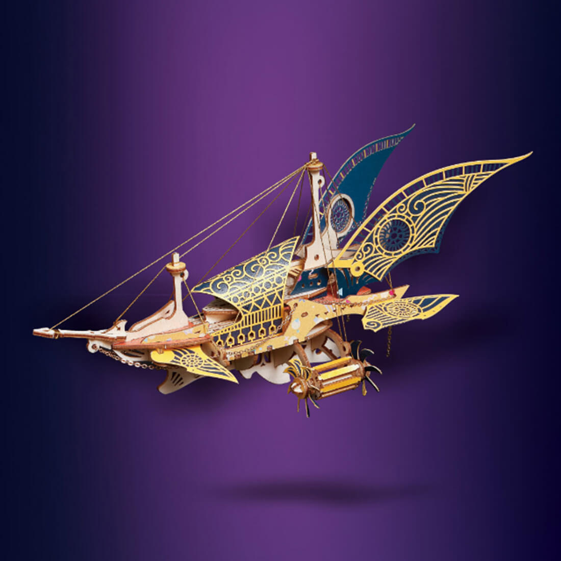 3D Steampunk Ancient Greek Fantasy Spaceship Wooden Puzzle Toy Model 300+PCS - stirlingkit