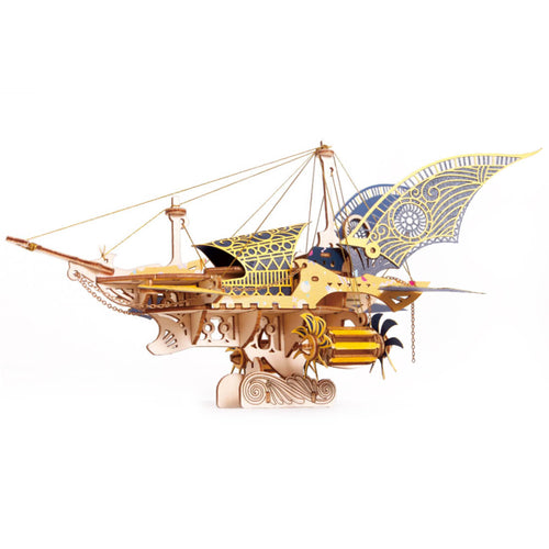 3D Steampunk Ancient Greek Fantasy Spaceship Wooden Puzzle Toy Model 300+PCS - stirlingkit