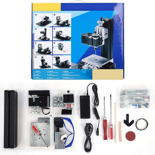 4 In 1 Wire Saw Wood Lathe Sand Mill Handheld Micro Machine Tool DIY Assembly Kit 100PCS+ - stirlingkit