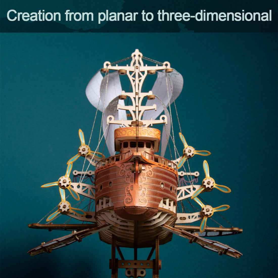 421PCS Steampunk Victorian Fantasy Spaceship Wooden Puzzle Toy - stirlingkit