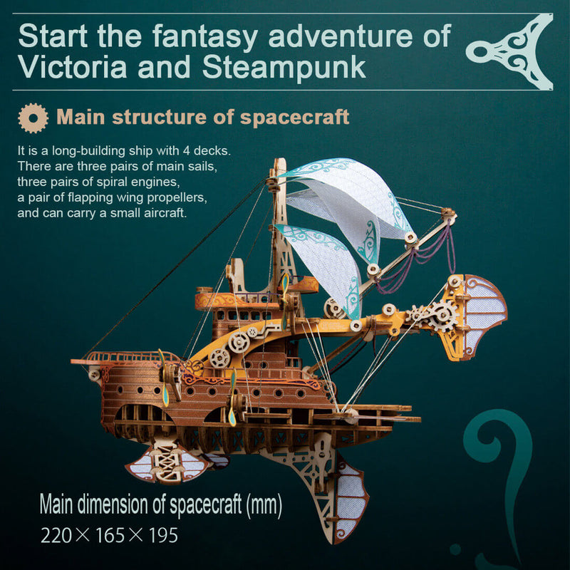 421PCS Steampunk Victorian Fantasy Spaceship Wooden Puzzle Toy - stirlingkit