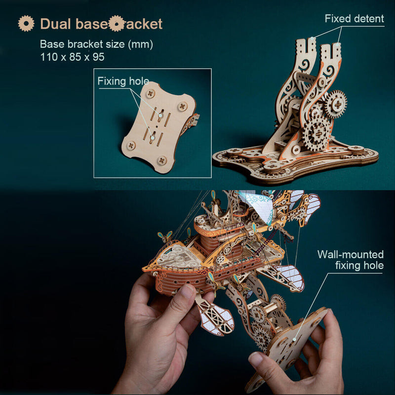 421PCS Steampunk Victorian Fantasy Spaceship Wooden Puzzle Toy - stirlingkit