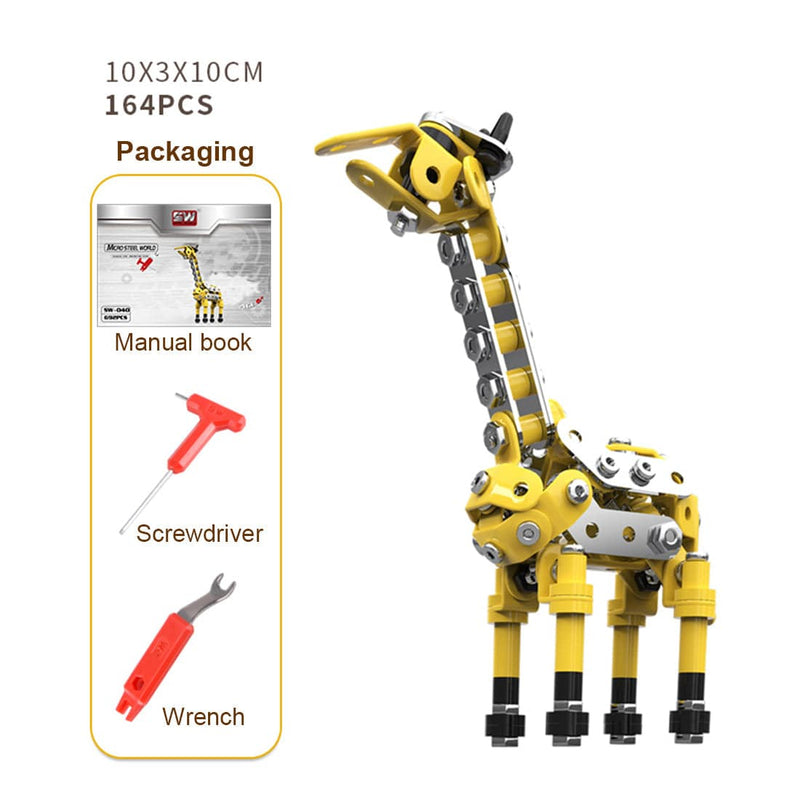 499PCS DIY Metal Assembly Model Set Educational Toy (Flamingo + Giraffe + Crocodile) - stirlingkit