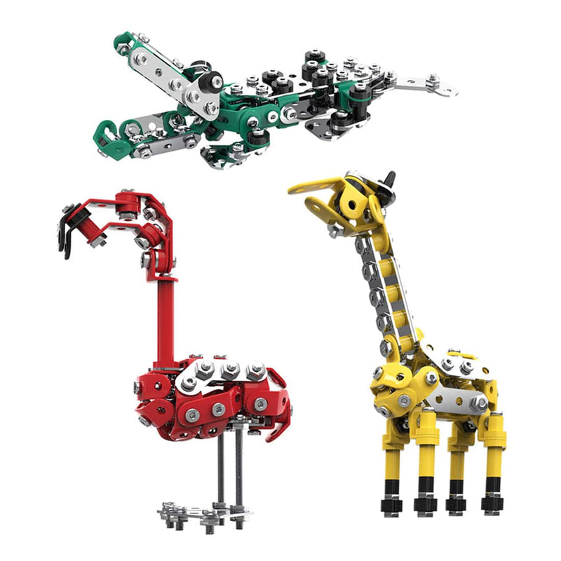 499PCS DIY Metal Assembly Model Set Educational Toy (Flamingo + Giraffe + Crocodile) - stirlingkit