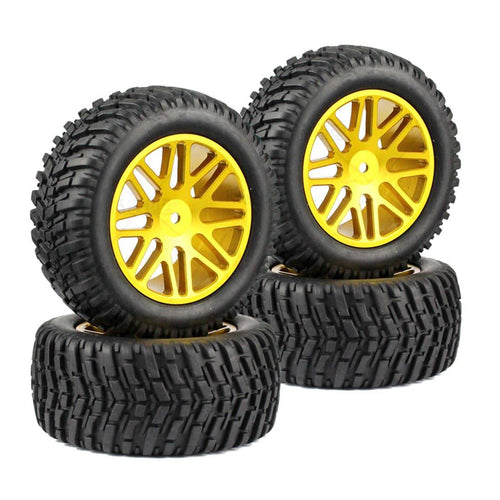 4Pcs Metal Off-road Rally Tyres with 12mm Adapter for HPI WR8 HSP 1/10 94177 94170 94118 RC Model Car - stirlingkit