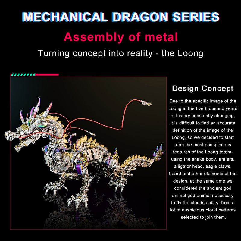 50cm Cyberpunk Mythical Dragon 3D Metal Puzzle Kits - stirlingkit