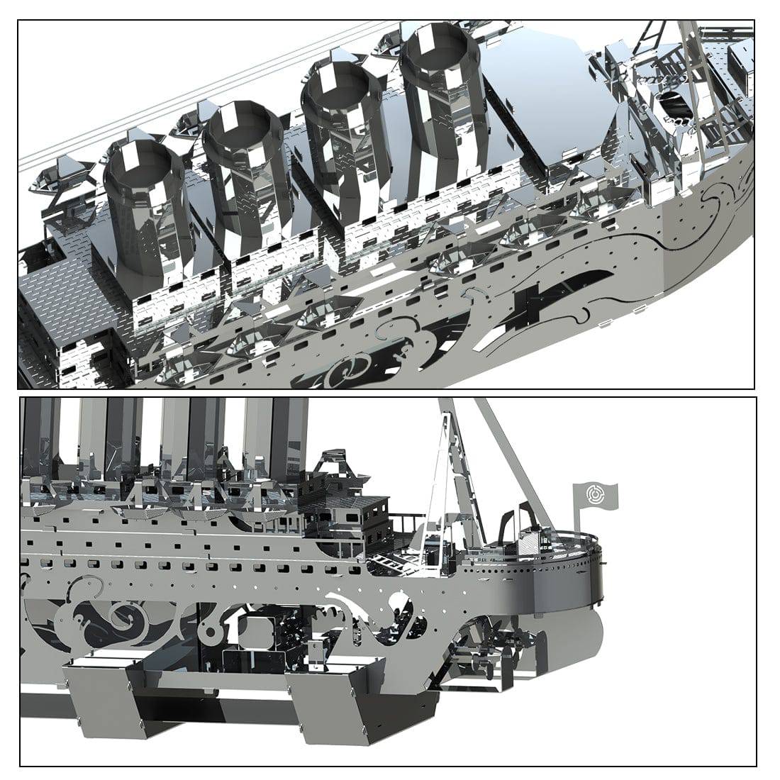 50PCS Lost At Sea Mechanical Steamship 3D Assembly Model - stirlingkit
