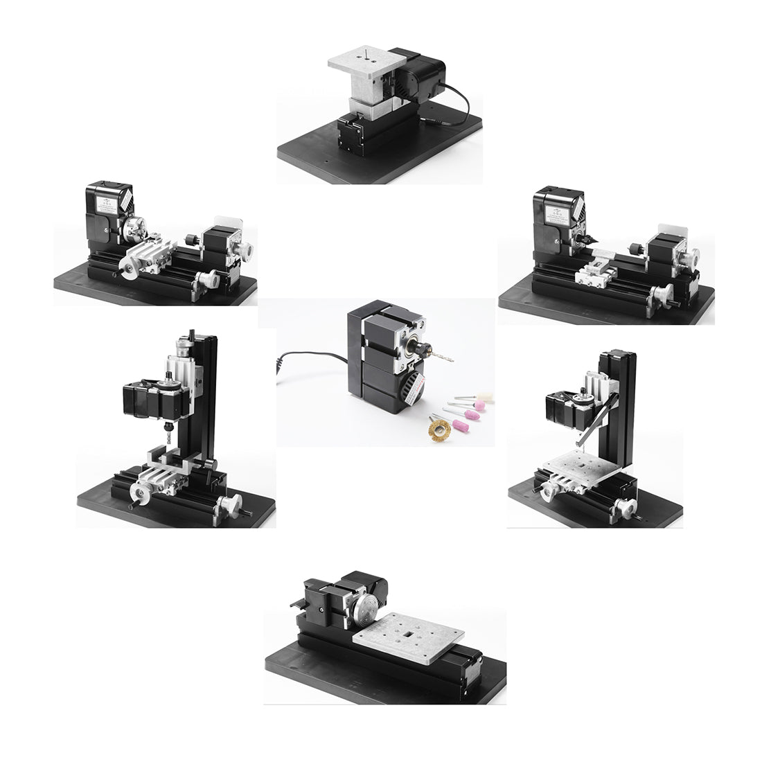 6-in-1 Mini Milling Drilling Sanding Machine Metal lathe Tool Set - stirlingkit