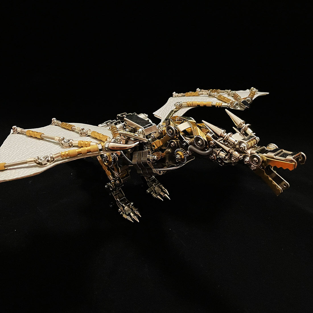 600CS DIY Mechanical Steampunk Western Dragon with Wing Assembly 3D Metal Model Kits - stirlingkit