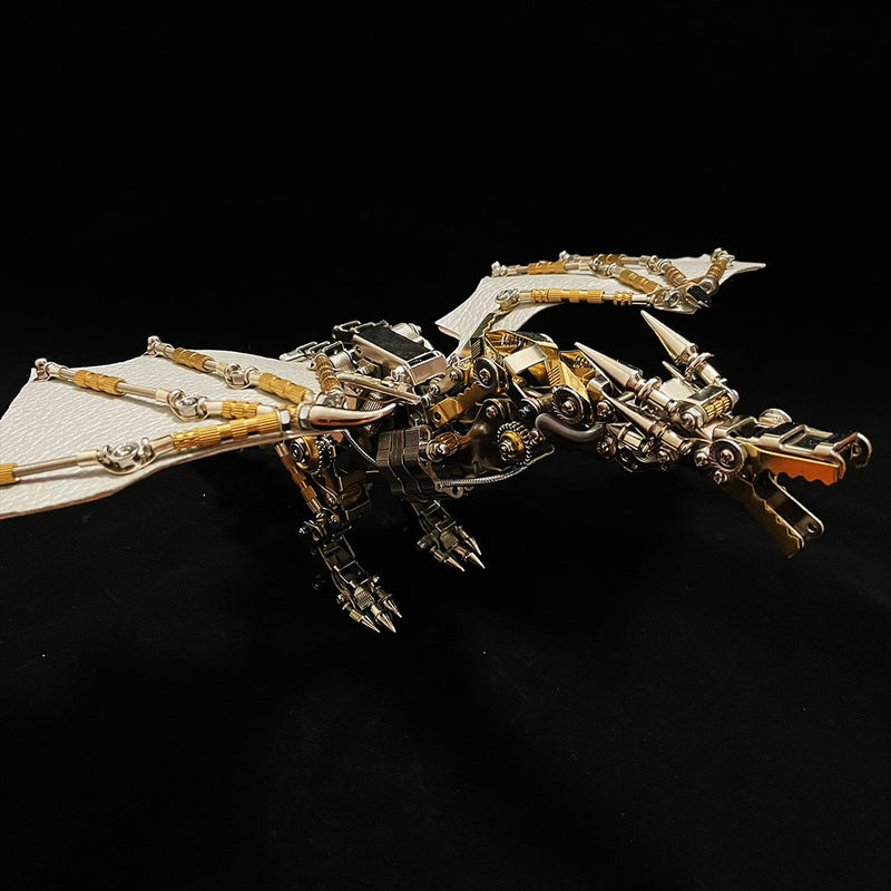 600CS DIY Mechanical Steampunk Western Dragon with Wing Assembly 3D Metal Model Kits - stirlingkit