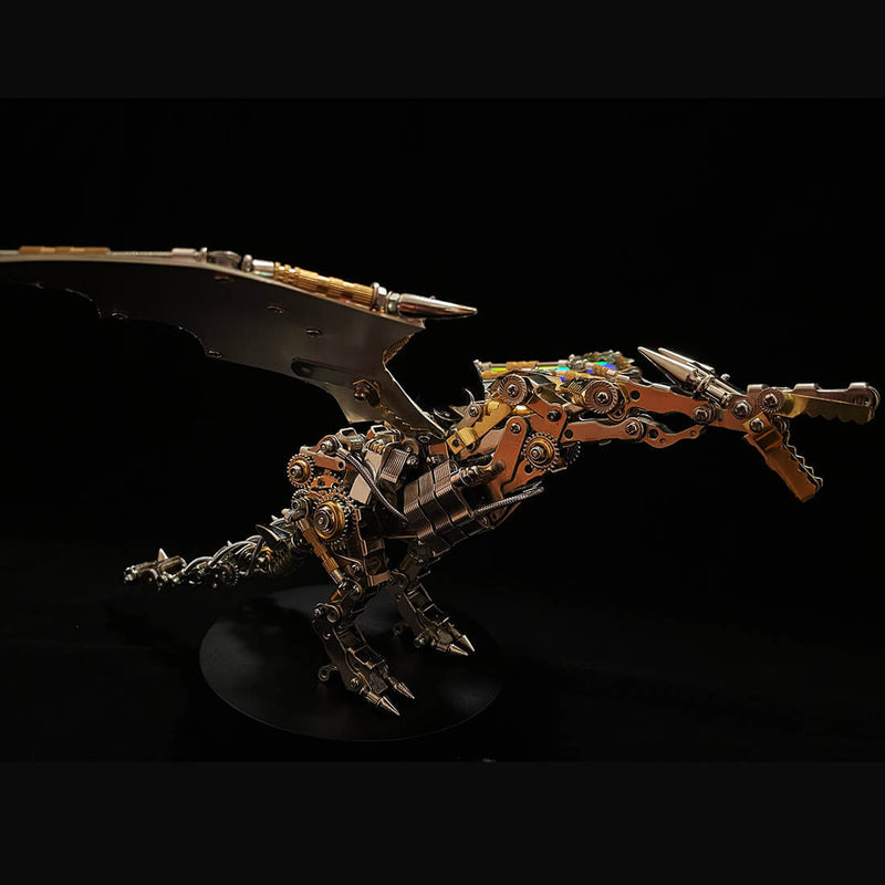 600CS DIY Mechanical Steampunk Western Dragon with Wing Assembly 3D Metal Model Kits - stirlingkit