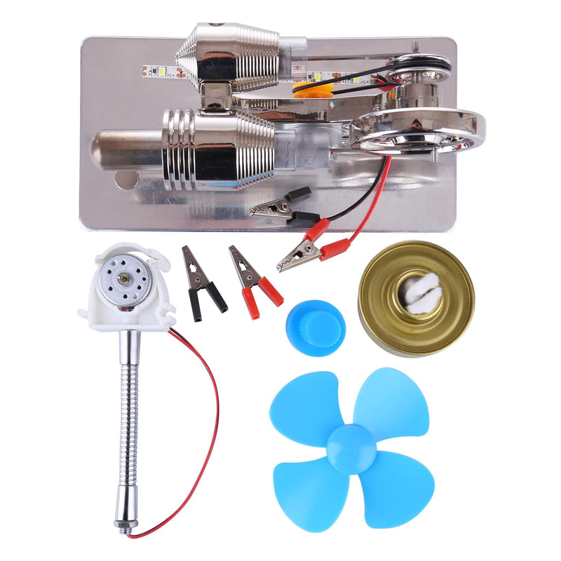 γ GammaType Stirling Engine Generator Model with LED Light Bar & Fan  Science Experiment Educational Toy - stirlingkit