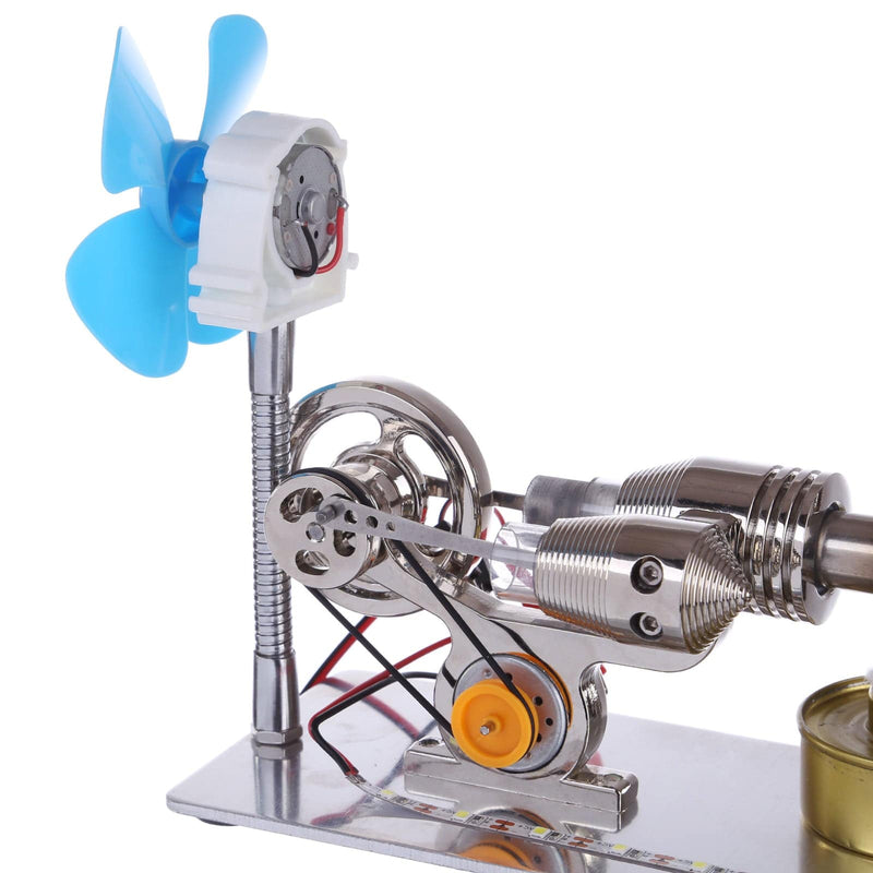 γ GammaType Stirling Engine Generator Model with LED Light Bar & Fan  Science Experiment Educational Toy - stirlingkit