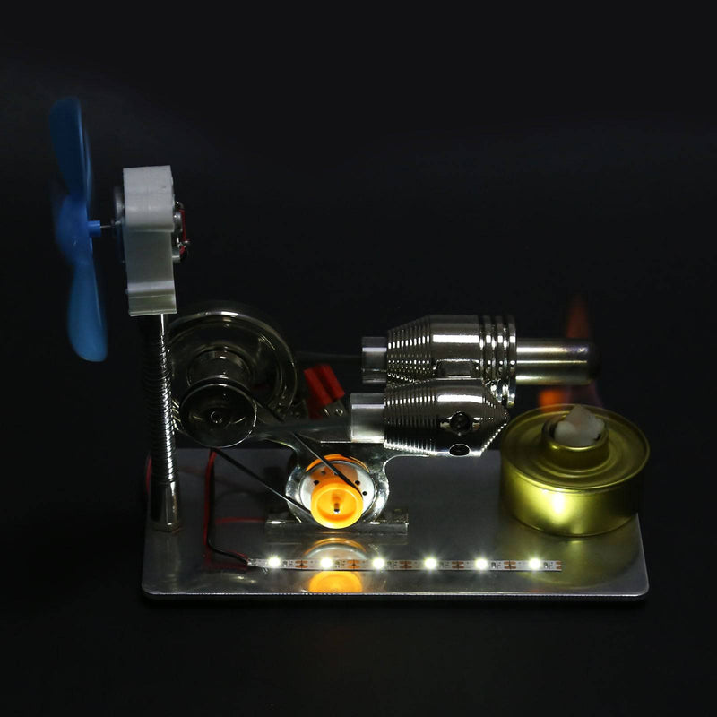 γ GammaType Stirling Engine Generator Model with LED Light Bar & Fan  Science Experiment Educational Toy - stirlingkit