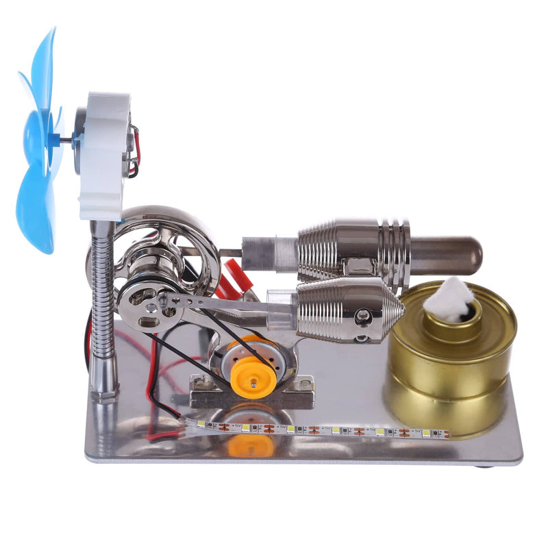 γ GammaType Stirling Engine Generator Model with LED Light Bar & Fan  Science Experiment Educational Toy - stirlingkit