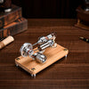 γ-shape LED Lights Stirling Engine Model with Wooden Base Science Experiment Teaching Gift - stirlingkit