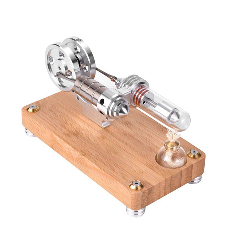 γ-shape Twin Flywheel Single Cylinder Stirling Engine Model Science Experiment Teaching Lab Toy - stirlingkit