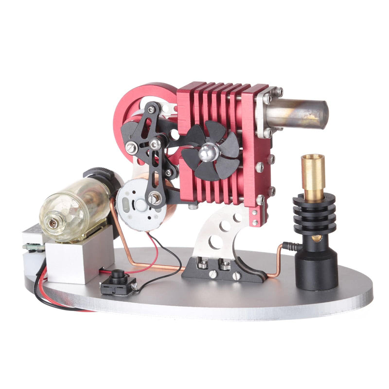 α Type Double Cylinder Butane Stirling Engine LED Generator Model with Double Piston Rocker Arm Linkage - stirlingkit