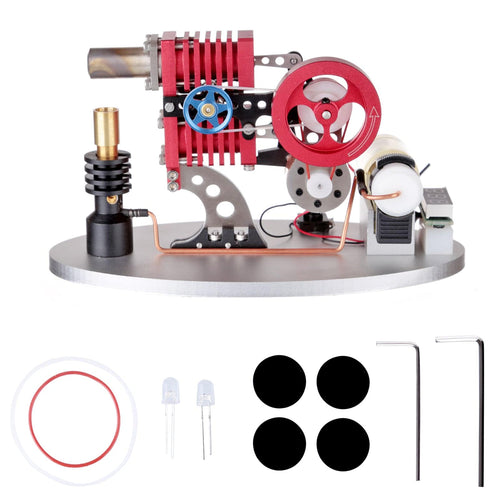 α Type Double Cylinder Butane Stirling Engine LED Generator Model with Double Piston Rocker Arm Linkage - stirlingkit