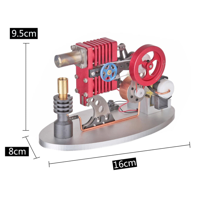 α Type Double Cylinder Butane Stirling Engine LED Generator Model with Double Piston Rocker Arm Linkage - stirlingkit