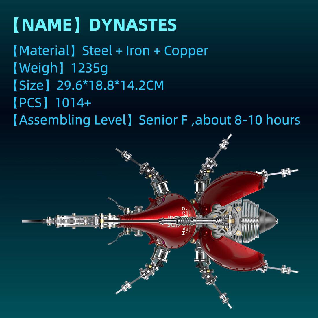 Adavanced 1014PCS+ Mechanical Green Dynastes Beetle 3D Metal DIY Assembly Kits Toys - stirlingkit