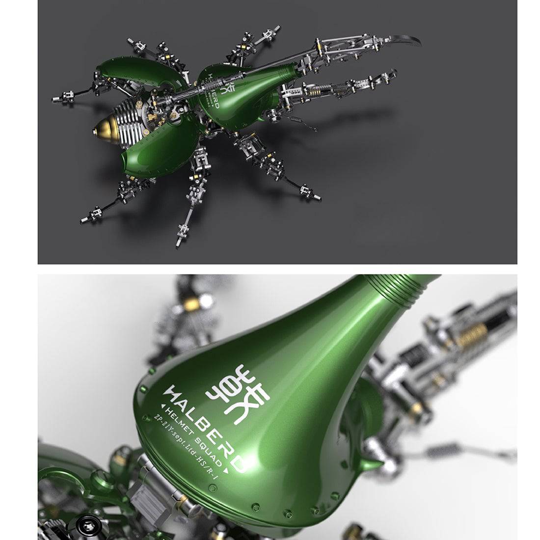 Adavanced 1014PCS+ Mechanical Green Dynastes Beetle 3D Metal DIY Assembly Kits Toys - stirlingkit