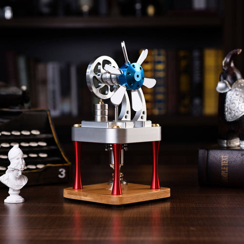 Air-Cooled Metal Vertical Stirling Engine with Flywheel Fan Model Education Toy - stirlingkit